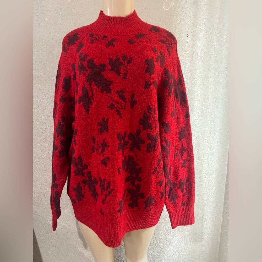 Liz Claiborne Womens Mock
Neck Long Sleeve Floral Pullover Sweater Size OX